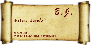 Beles Jenő névjegykártya